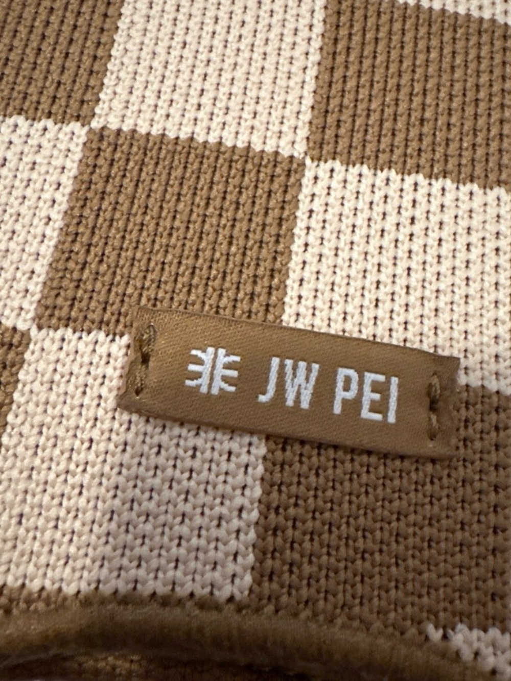 JW PEI Tan and Cream Checkered Shoulder Bag‎ - Picture 6 of 6